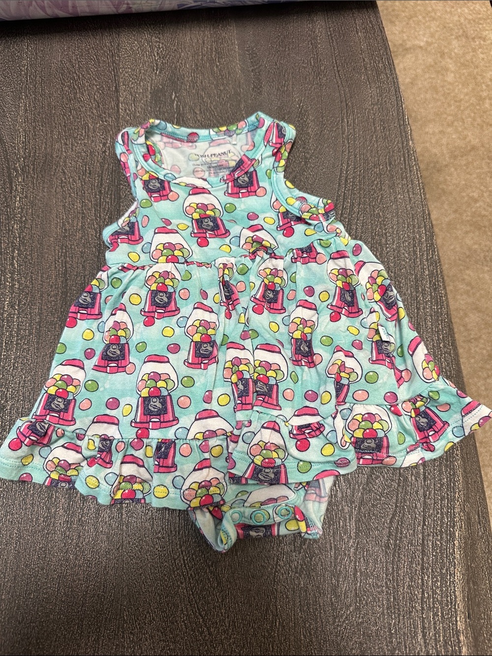 Posh Peanut Bamboo Gumball Machine Print One-Piece Bodysuit Dress 3-6 m Baby